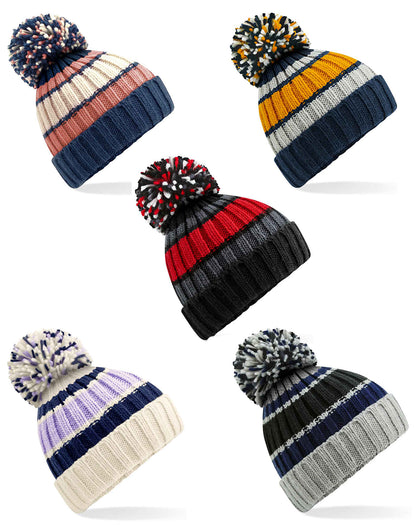 Hygge Striped Pom Pom Hat